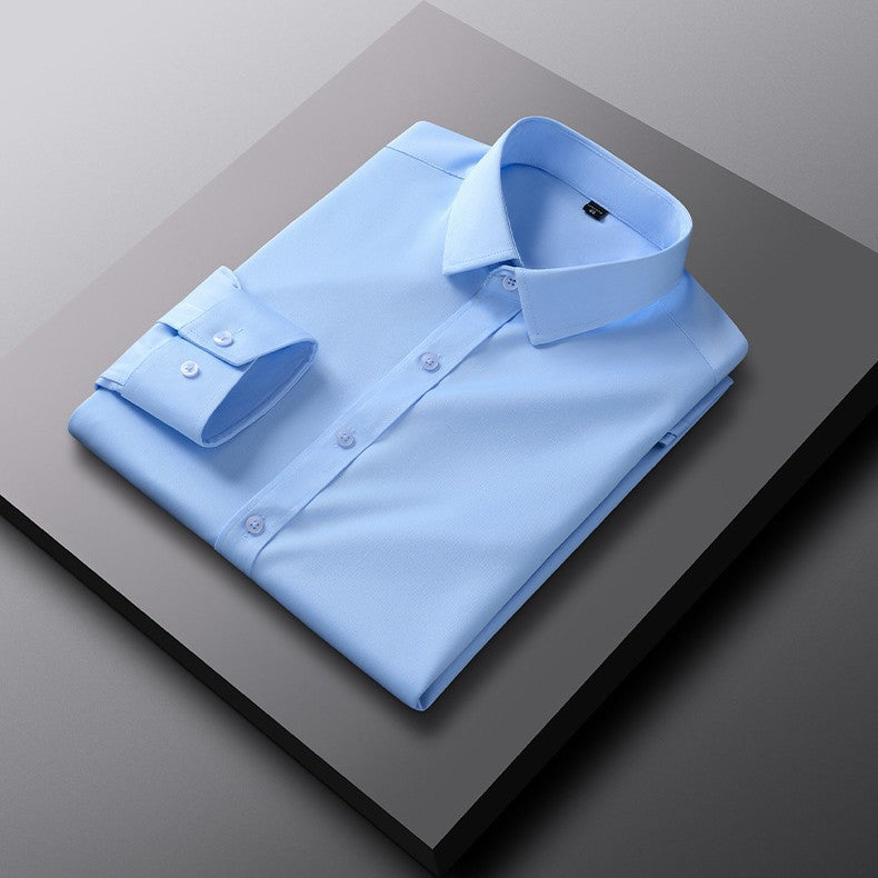 Mens Slim-Fit Solid-Color Work Shirt From Europe And The US