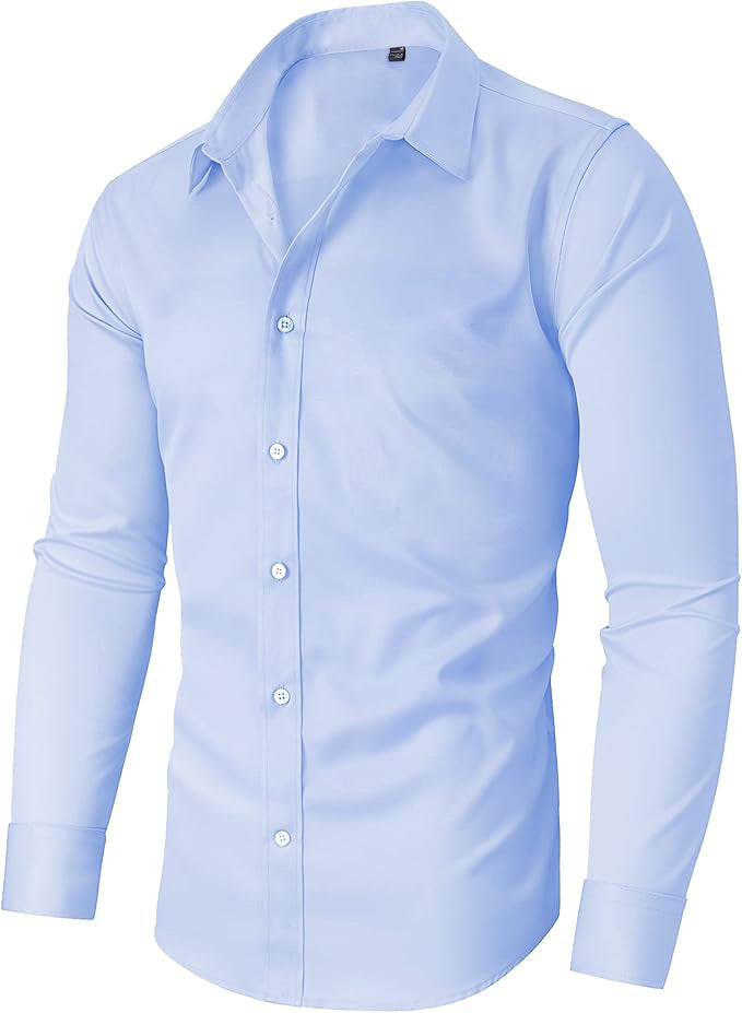 Mens Slim-Fit Solid-Color Work Shirt From Europe And The US
